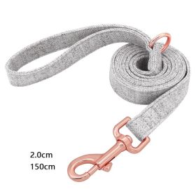 Pet Dog Collar Engraving Anti-Lost Traction Rope Supplies (Option: Warm Grey-Leash No Lettering-M)
