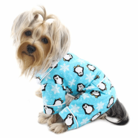 Penguins & Snowflake Flannel PJ with 2 Pockets (Color: Red, size: small)