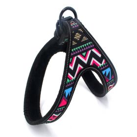 Colorful Printed Oxford Fabric Reflective Pet Harness (Option: Color corrugated traction rop-M)