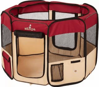 Zampa Portable Foldable Pet playpen Exercise Pen Kennel + Carrying Case (Color: Blue, size: Medium (45"x45"x24"))