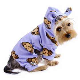 Adorable Silly Monkey Fleece Dog Pajamas/Bodysuit with Hood (Color: Lime, size: large)