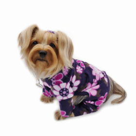 Blue & Gray Hearts Fleece Turtleneck Pajamas (Color: Blue, size: large)