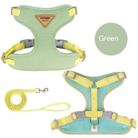 Hot Sale Dog Breast Strap Anti Breaking Loose Pet Harness Small Dog Dog Leash Pet Hand Holding Rope Wholesale (Option: Green-L)