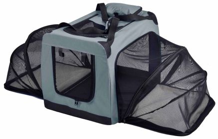 Pet Life 'Hounda Accordion' Metal Framed Soft-Folding Collapsible Dual-Sided Expandable Pet Dog Crate (Color: grey, size: X-Large)