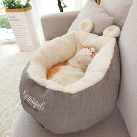 Pet Dog Bed Warming Soft Sleeping Bag Cushion Puppy Kennel (Color: grey, Format: S)